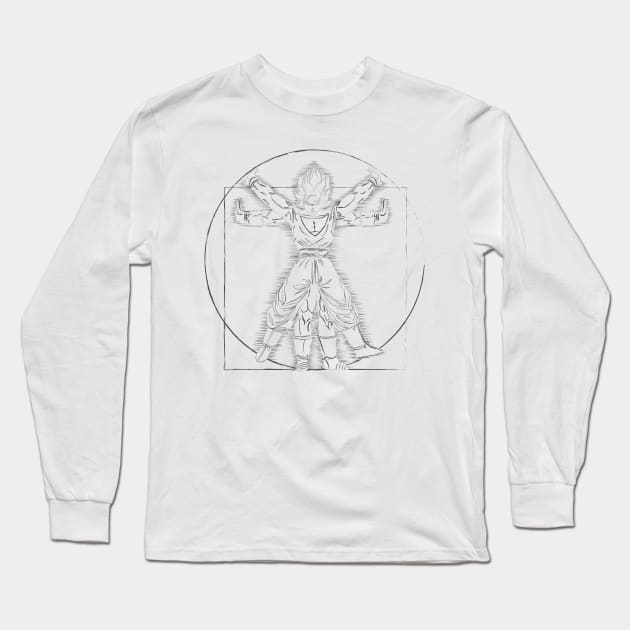 Vitruvian Saiyan (Classic Variant) Long Sleeve T-Shirt by Samiel